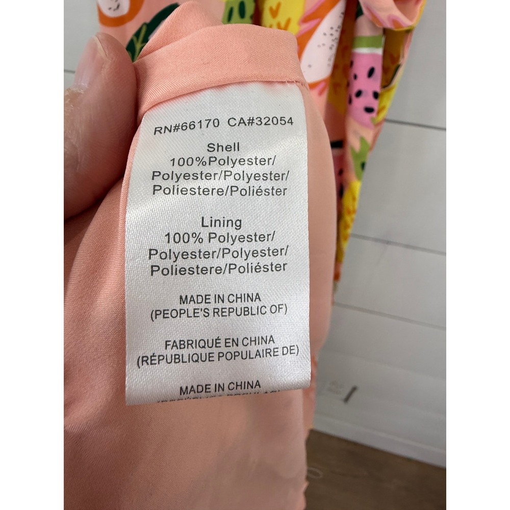 Anthropologie Hutch High-Low Wrap Dress Tropical Fruit Print Pink L - Picture 5 of 9
